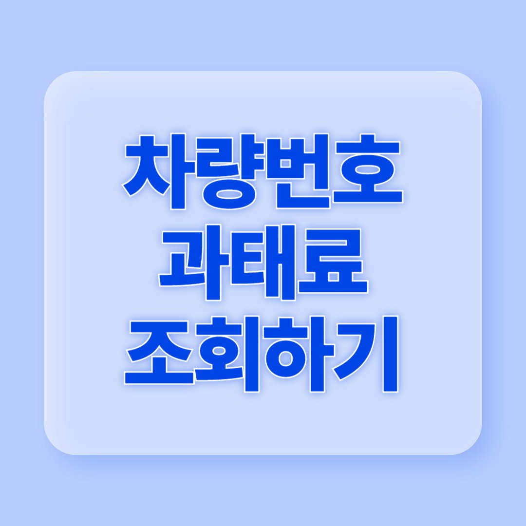 차량번호 과태료 조회